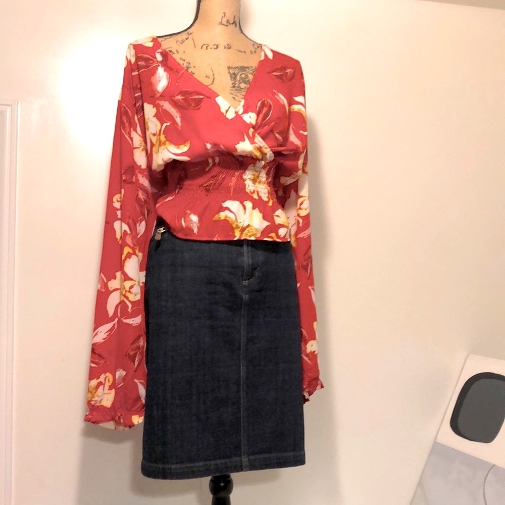 🔵RALPH LAUREN DARK WASH DENIM SKIRT - Picture 11 of 14